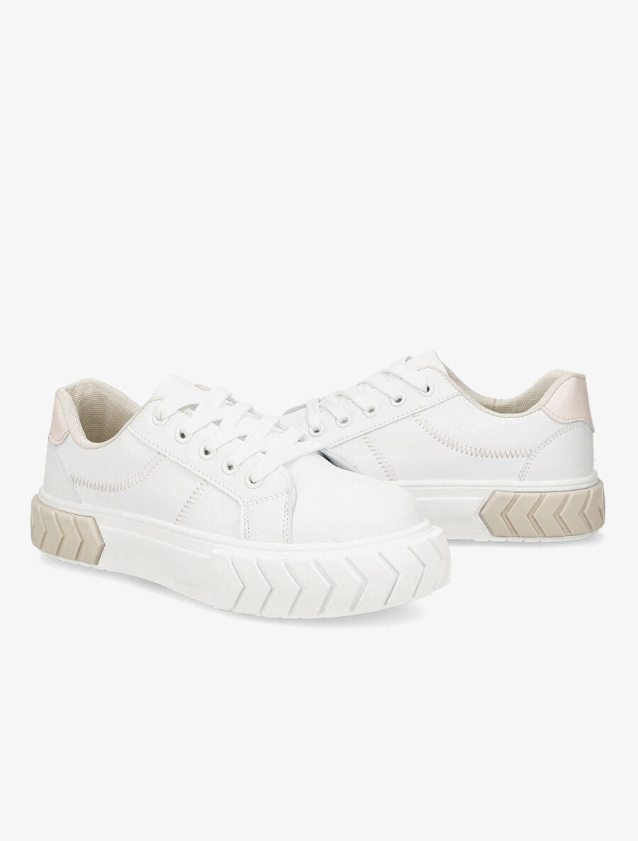 Sneakers à plateforme graphique - Beige - 4