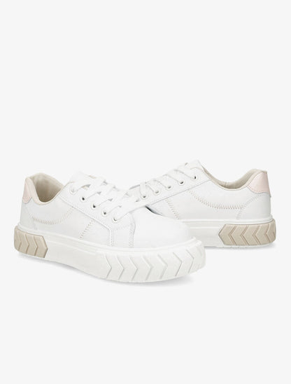 Sneakers à plateforme graphique - Beige - 4