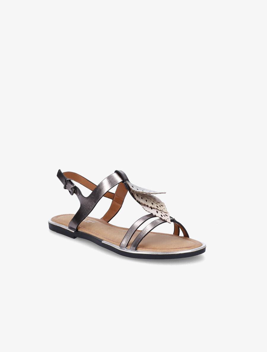 Nu-pieds métallisés à feuilles - Noir - 1