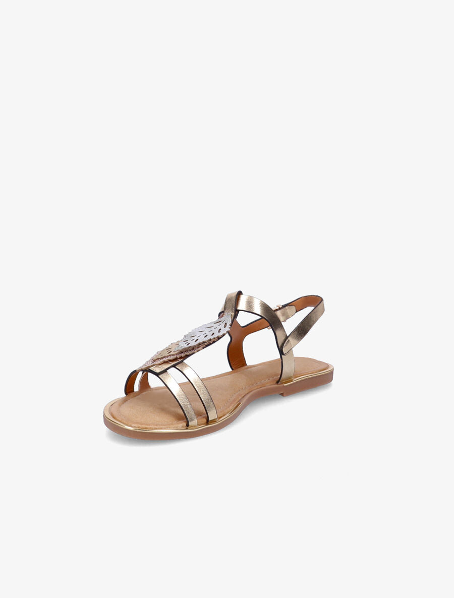 Nu-pieds métallisés à feuilles - Or - 3