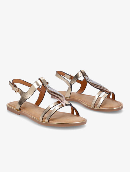 Nu-pieds métallisés à feuilles - Or - 4