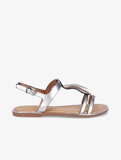 Nu-pieds métallisés à feuilles - Argent - 2