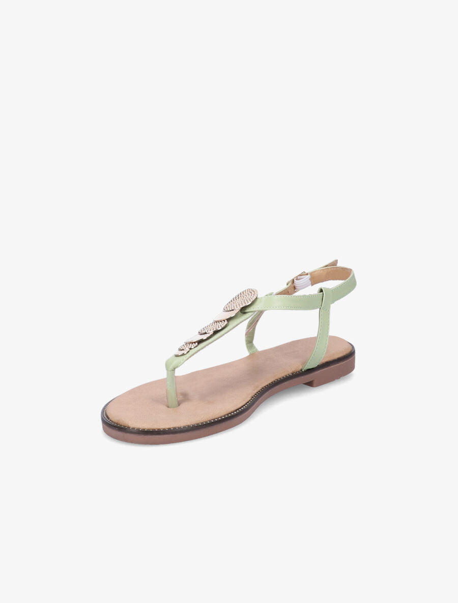Nu-pieds à médailles métalliques - Vert amande - 3