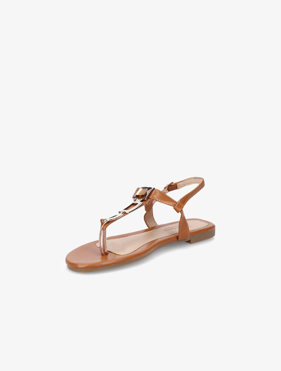 Nu-pieds en simili à bijou - Camel - 3