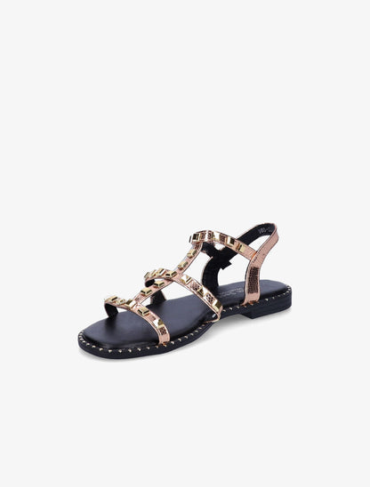 Nu-pieds effet python à clous - Rose gold - 4