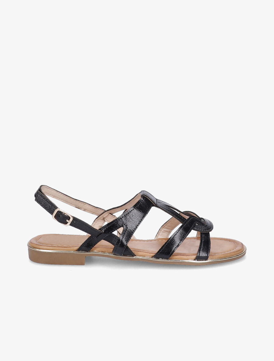 Nu-pieds entrelacés et stylisés en simili - Noir - 1