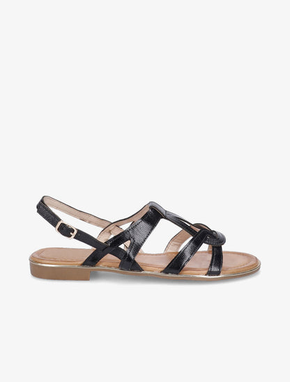 Nu-pieds entrelacés et stylisés en simili - Noir - 1