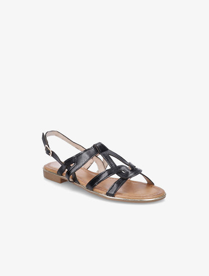 Nu-pieds entrelacés et stylisés en simili - Noir - 2