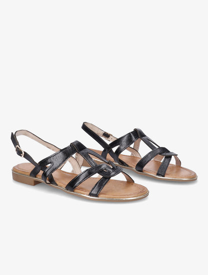 Nu-pieds entrelacés et stylisés en simili - Noir - 4