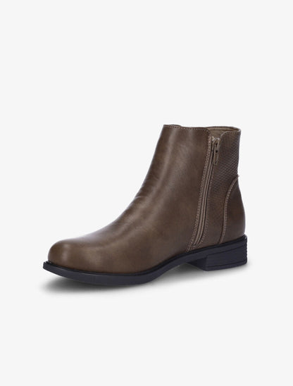 Bottines plates à détail python - Taupe - 4