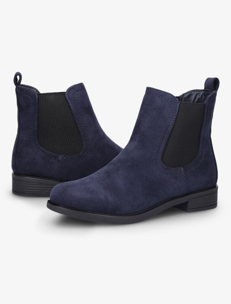 Bottines en suédine à chevilles élastiquées - Marine - 3