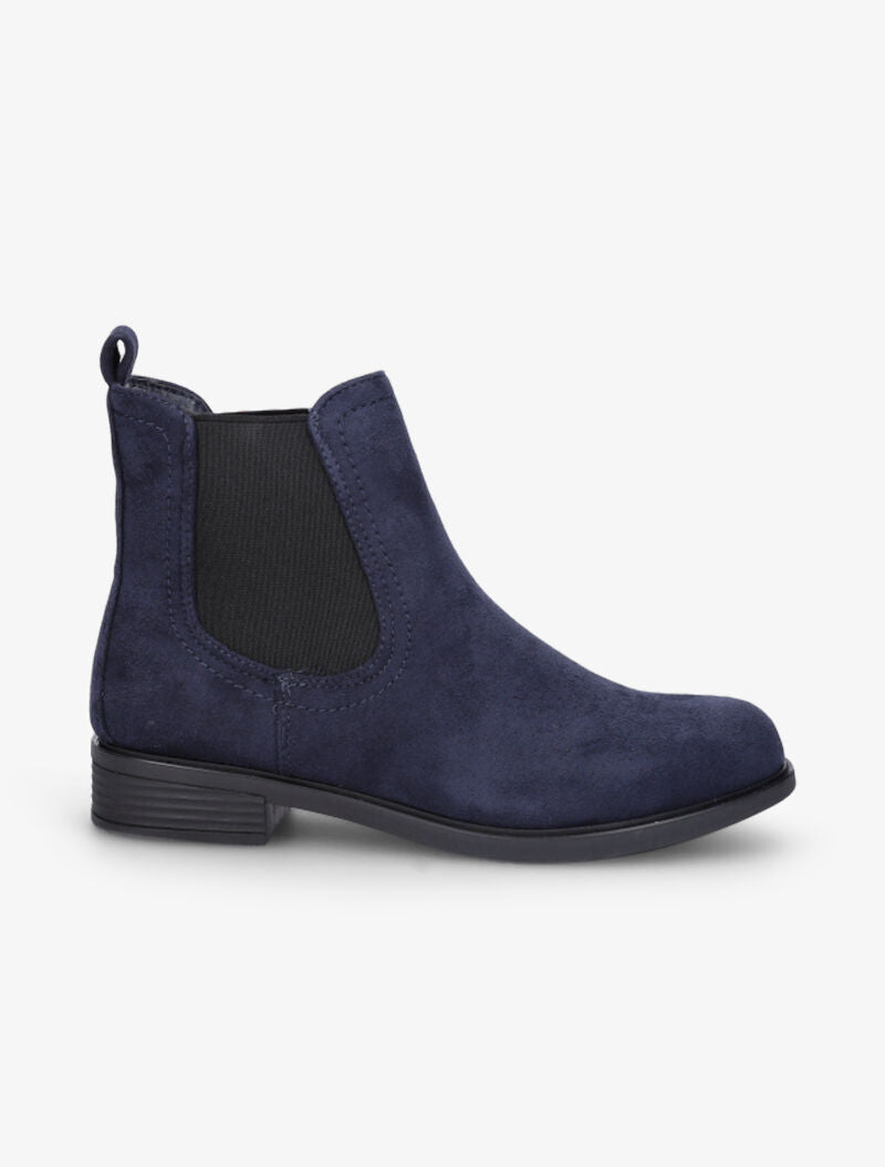 Bottines en suédine à chevilles élastiquées - Marine - 1