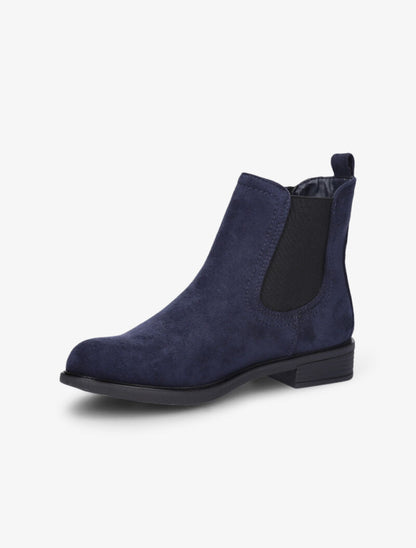 Bottines en suédine à chevilles élastiquées - Marine - 4