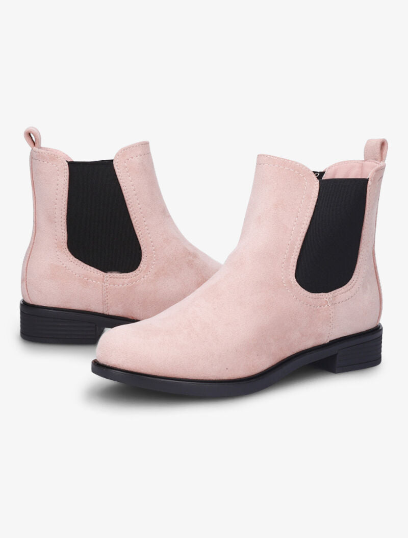 Bottines en suédine à chevilles élastiquées - Rose - 3