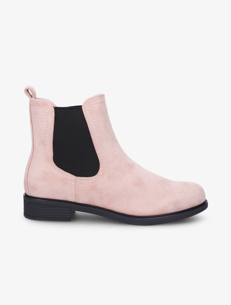 Bottines en suédine à chevilles élastiquées - Rose - 1