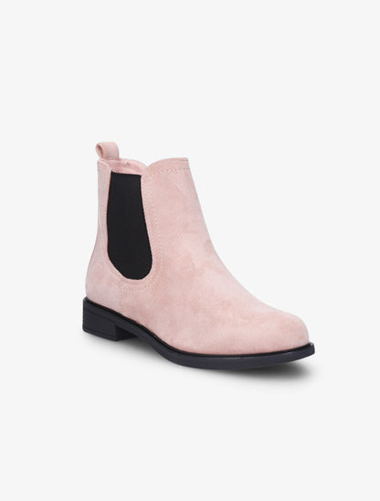 Bottines en suédine à chevilles élastiquées - Rose - 2