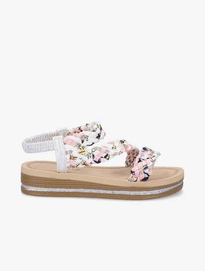 Nu-pieds tressés à strass et paillettes - Argent - 2