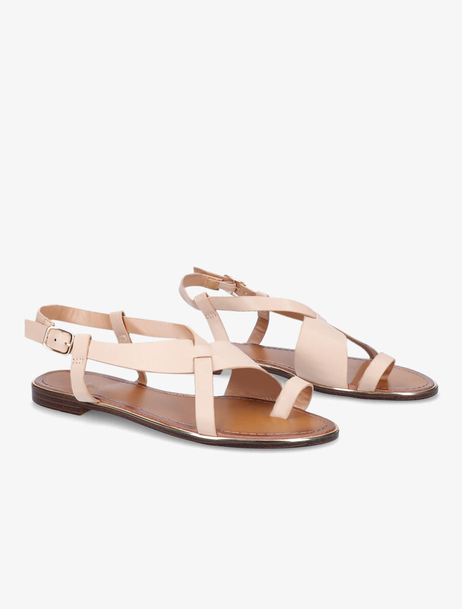 Nu-pieds en simili à entredoigt - Beige - 4