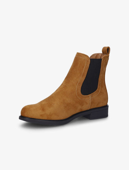 Bottines en suédine à chevilles élastiquées - Camel - 3