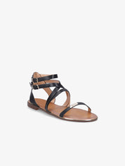 Nu-pieds à double brides et empiècement métallique - Noir - 5