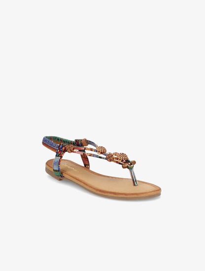 Nu-pieds à empiècements en bois - Bleu - 5