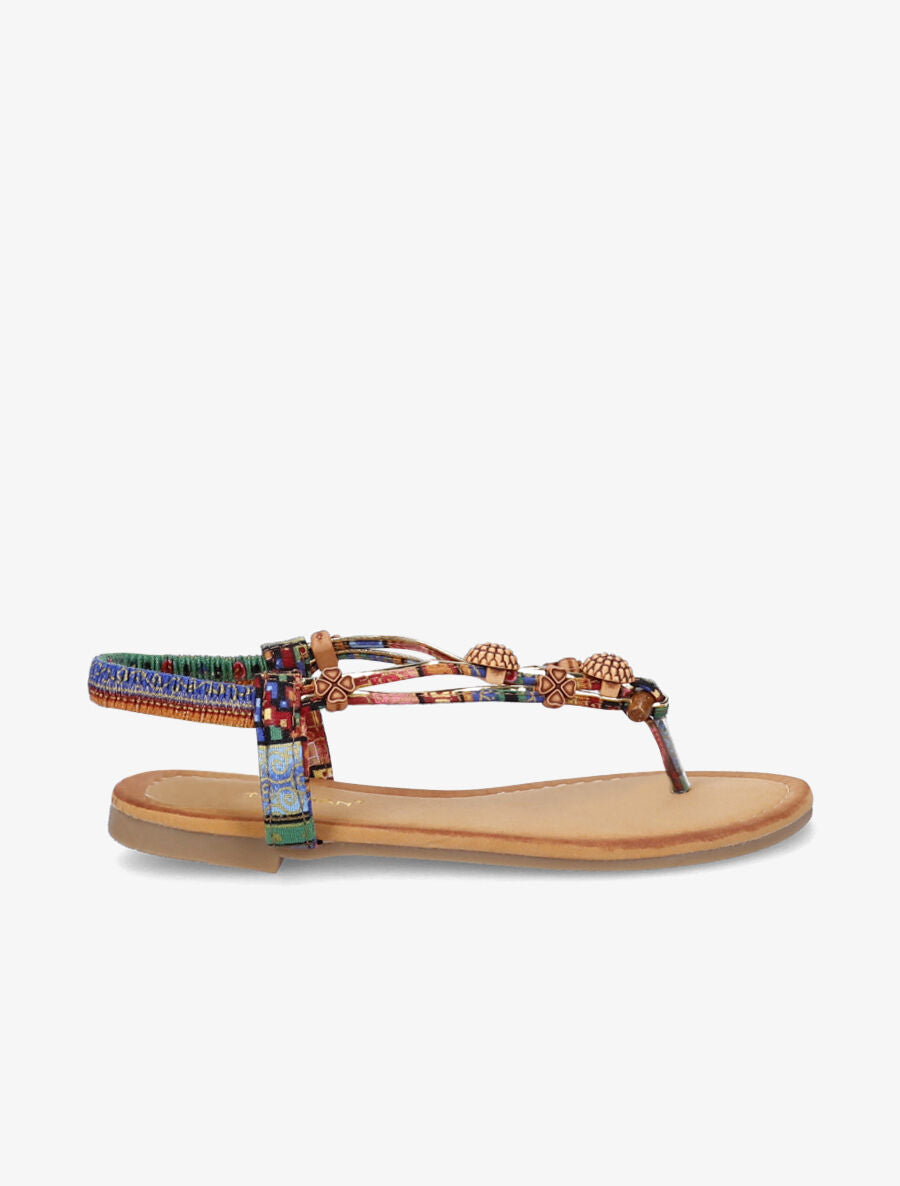 Nu-pieds à empiècements en bois - Bleu - 2