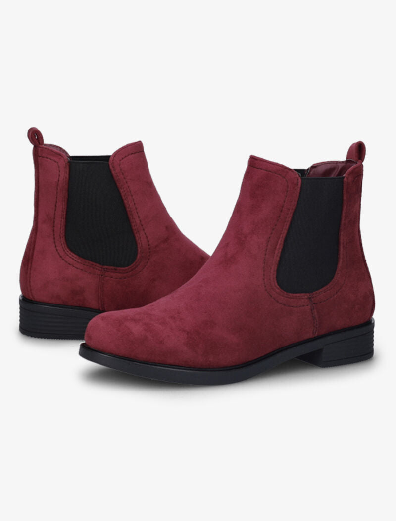 Bottines en suédine à chevilles élastiquées - Bordeaux - 4