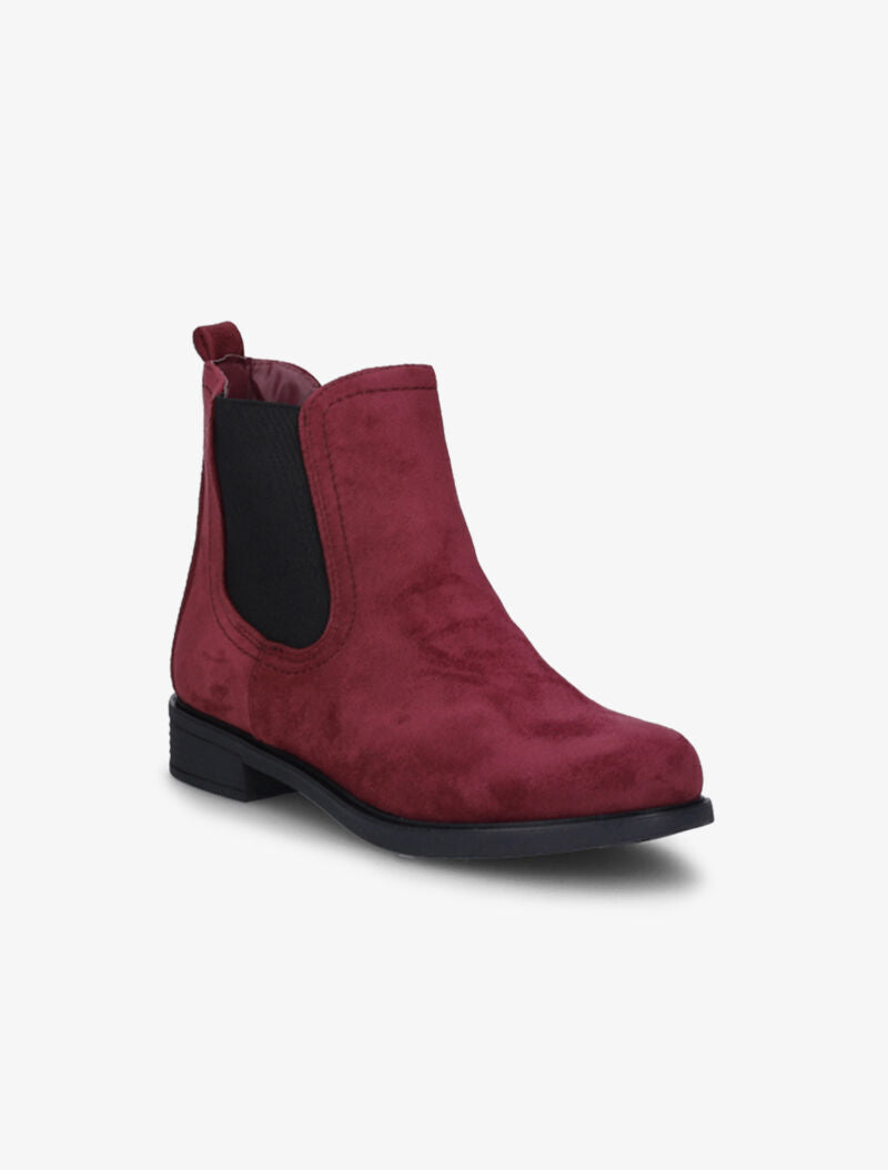 Bottines en suédine à chevilles élastiquées - Bordeaux - 2