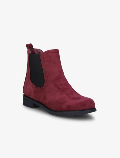 Bottines en suédine à chevilles élastiquées - Bordeaux - 2