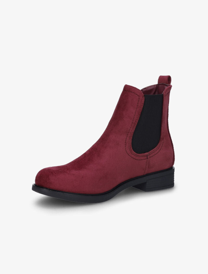 Bottines en suédine à chevilles élastiquées - Bordeaux - 3