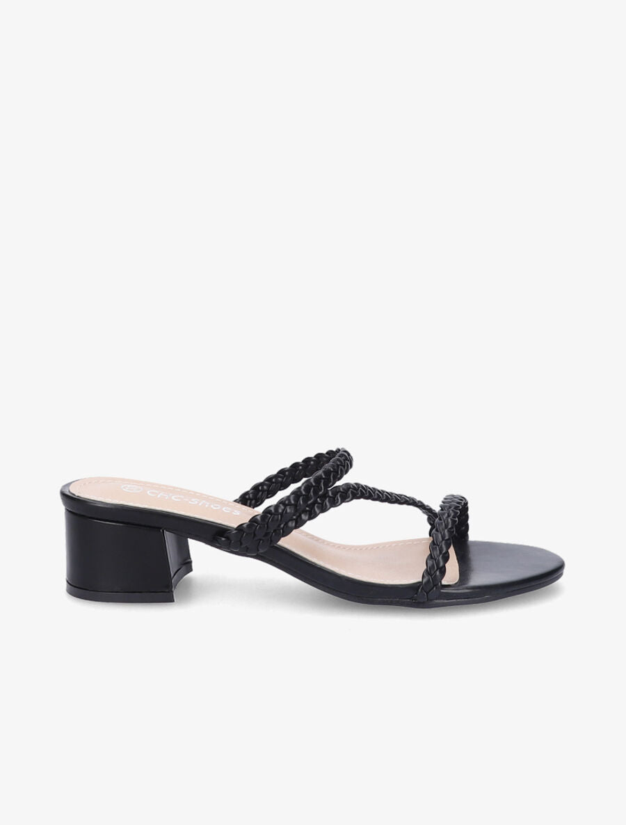 Mules à brides tressées - Noir - 1