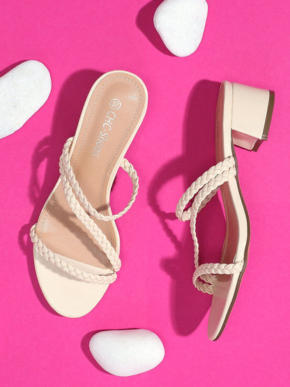 Mules à brides tressées - Beige - 5