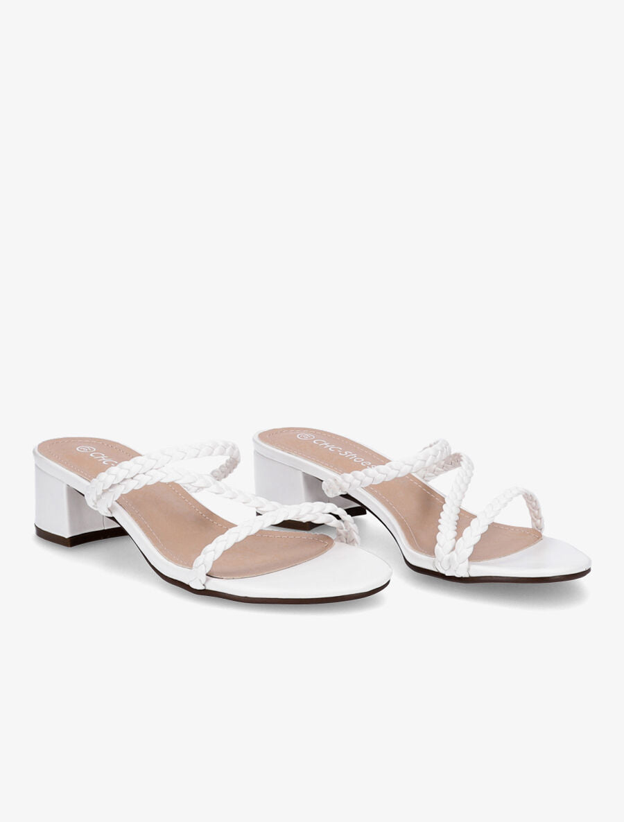 Mules à brides tressées - Blanc - 5
