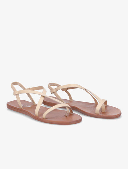 Nu-pieds en simili à brides élastiquées - Beige - 4