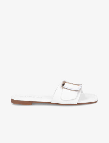 Mules plates à boucle carrée - Blanc - 5