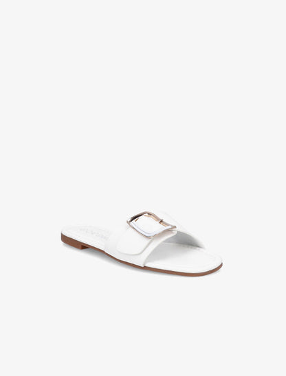 Mules plates à boucle carrée - Blanc - 2