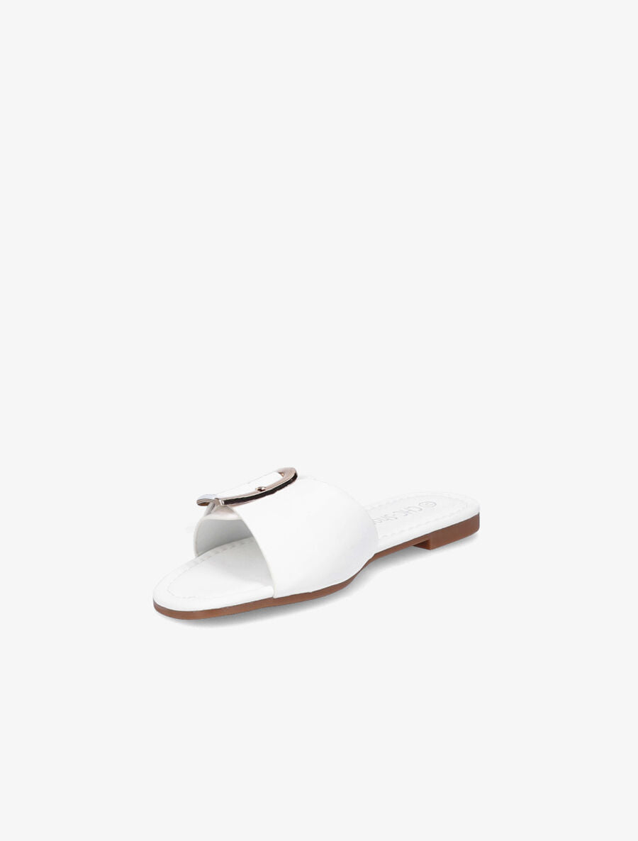 Mules plates à boucle carrée - Blanc - 3
