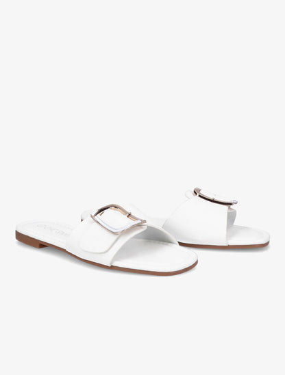 Mules plates à boucle carrée - Blanc - 4