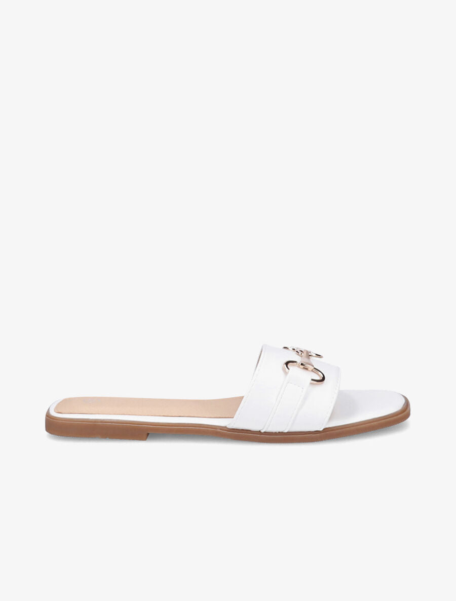 Mules plates à boucle métallique - Blanc - 5