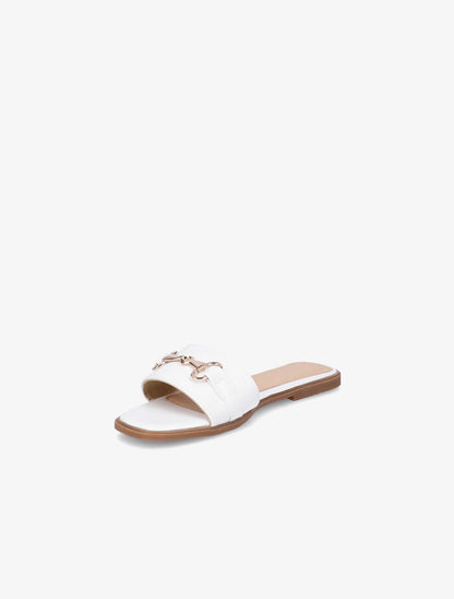 Mules plates à boucle métallique - Blanc - 3