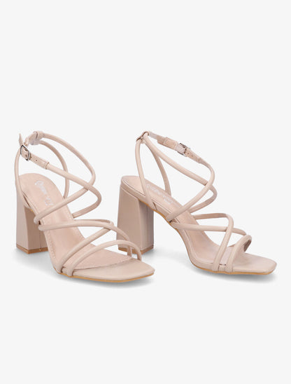 Sandales à ganses entrelacées et brides - Beige - 4