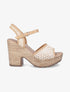Sandales compensées en raphia tressé - Beige - 5