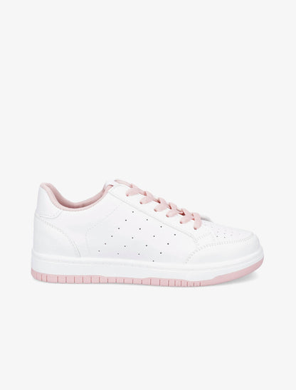 Baskets bicolore en simili - Rose - 5