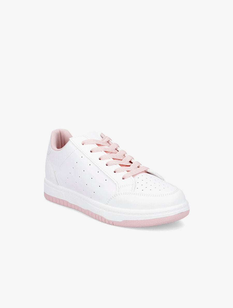Baskets bicolore en simili - Rose - 2