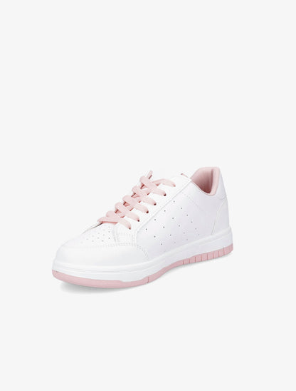 Baskets bicolore en simili - Rose - 3