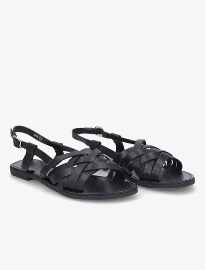 Nu-pieds à ganses entrecroisées - Noir - 5