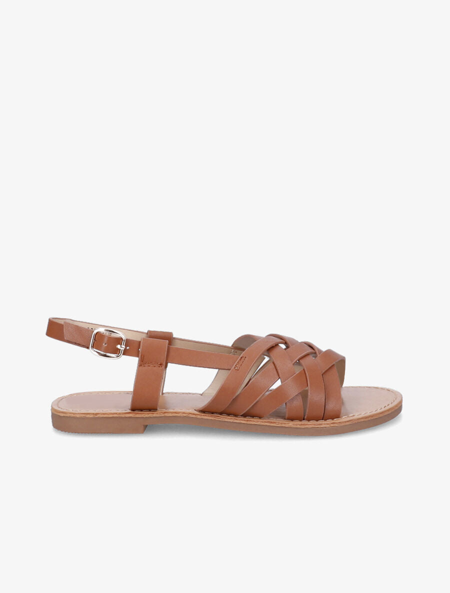 Nu-pieds à ganses entrecroisées - Camel - 2