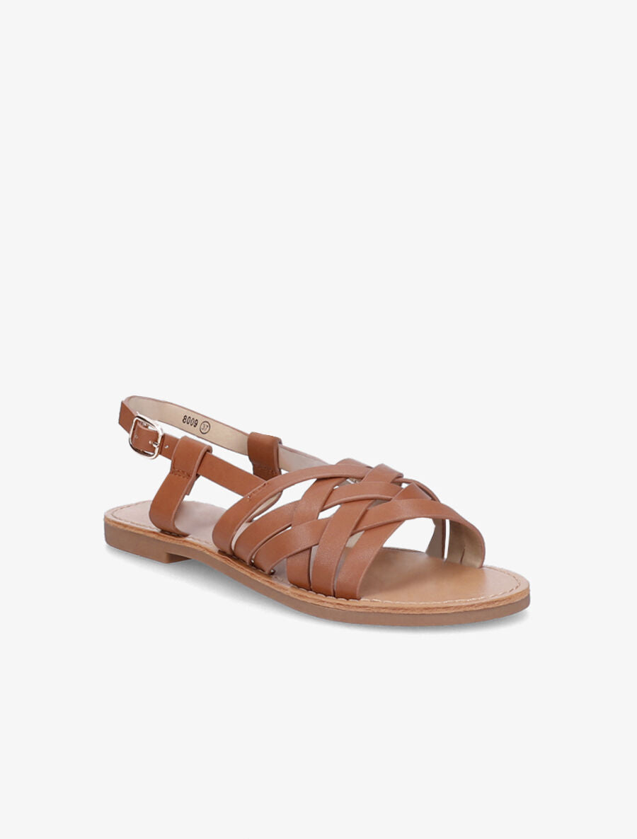 Nu-pieds à ganses entrecroisées - Camel - 3