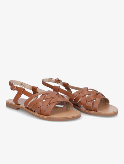 Nu-pieds à ganses entrecroisées - Camel - 5