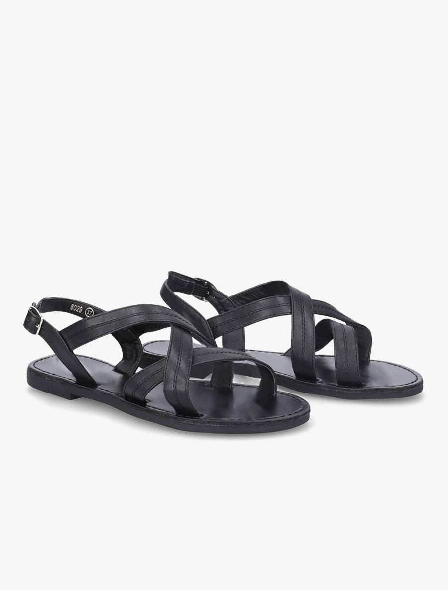 Nu-pieds croisés en simili - Noir - 5